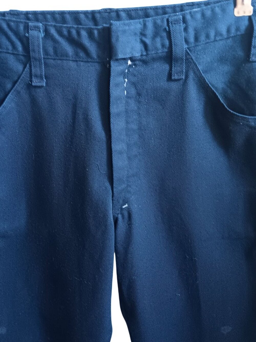 Vintage Bootcut Jeans 27x30 1970's Men's or Boys Twill Navy Blue Distress Paint